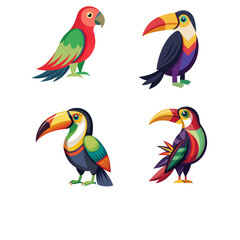 set of colorful birds