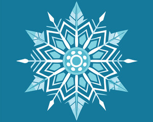 Stunning Blue Snowflake. Geometric Winter Pattern Design