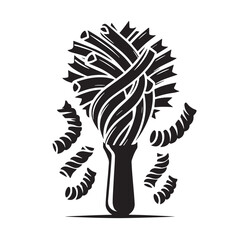 Black Pasta Silhouette Vector, High Quality Illustration on White Background
