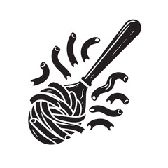Black Pasta Silhouette Vector, High Quality Illustration on White Background