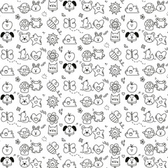 cute Doodle Animal seamless pattern