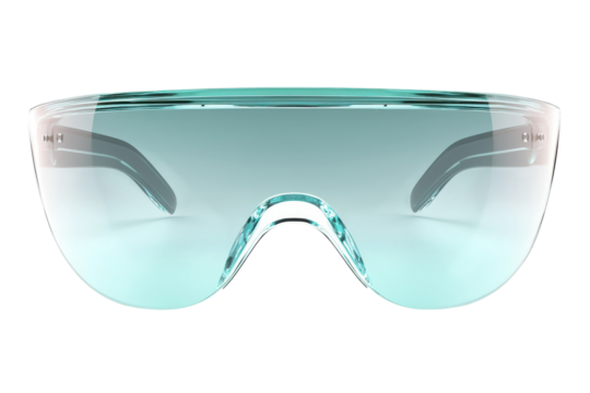 Shield your eyes with sleek futuristic visor sunglasses reflecting confidence and cutting edge on transparent background