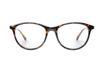 Stylish tortoiseshell glasses offering sophisticated vision correction perfect for everyday on transparent background