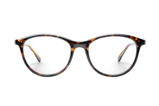 Stylish tortoiseshell glasses offering sophisticated vision correction perfect for everyday on transparent background