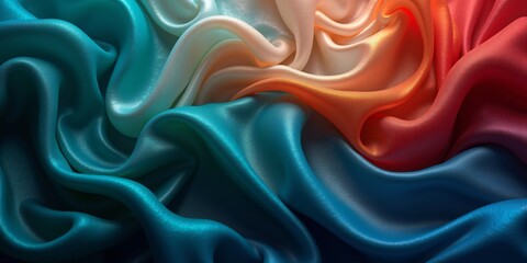 Obraz premium Silky Teal Red Fabric with Directional Lighting