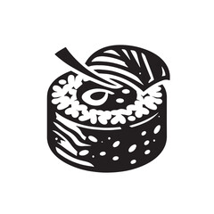 Black Sushi Silhouette Vector, High Quality Illustration on White Background