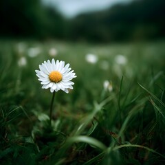 A delicate daisy in a lush green meadow