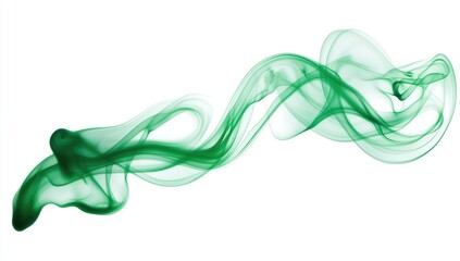 Fototapeta premium Emerald green smoke swirls on white