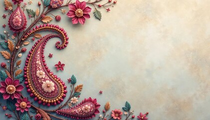 Subtle muted paisley motif on soft textured surface , motif, calm, understated