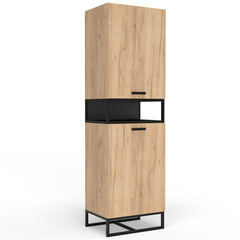 Wooden and metal cabinet in loft style for clothes, books and accessories