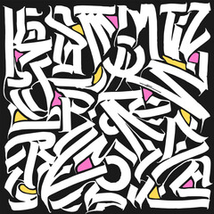 Obraz premium Abstract brush strokes pattern featuring vibrant accents in elegant handwritten calligraphy lettering style