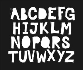 Fototapeta premium Hand drawn cropped alphabet letters created with lines Urban typography inspired by street art
