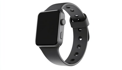 Gray smart watch with a blank screen and a textured band