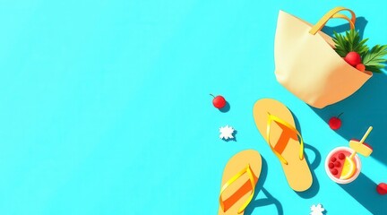 Summer Beach Essentials Flat Lay