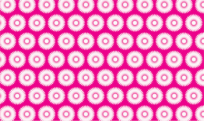 Cute floral white color pattern on pink background