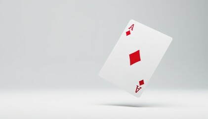 Obraz premium A lone playing card flipped in the air, against white backdrop , white, magic