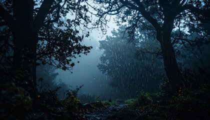 Obraz premium realistic rain effect on the glass on faded background. Generated Image