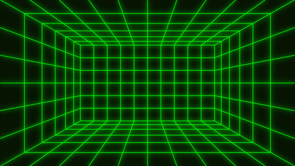 Deep green grid virtual reality background or gaming background or space backgroun 4K