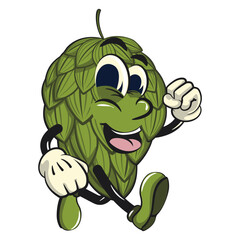 vintage hops vektor illustration mascot character walking, work of hand drawn