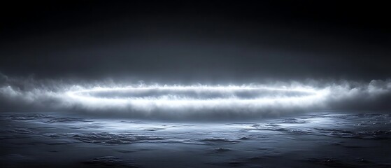 Fototapeta premium Glowing ring, dark cloudscape, night