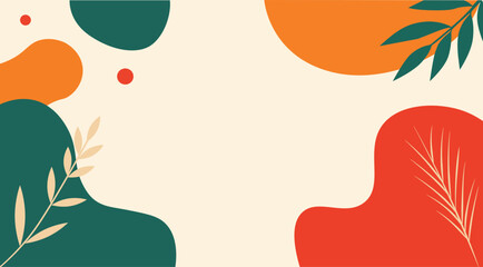 Abstract composition with organic shapes and leafy accents