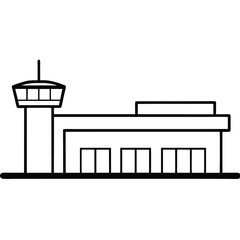 silhouette of a facility where aircraft take off and land