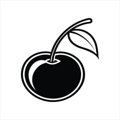 Minimal Cherry Silhouette Icon Vector Design