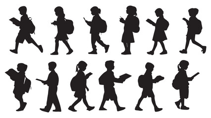 Kids Walking School Silhouettes
