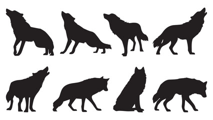 Wolf Silhouettes 8 Poses