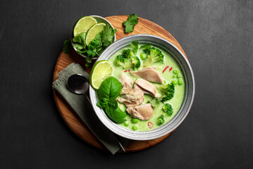 Thai green curry chicken soup