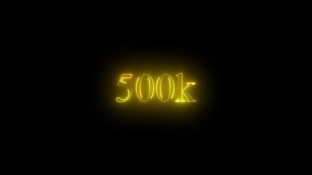 500k text neon glowing effect lines animation on black background .4k HD neon text animated motion video.