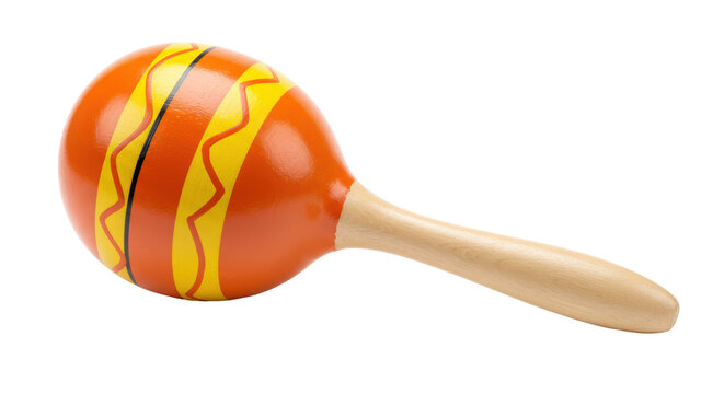 Isolated Orange Maraca with Yellow Details