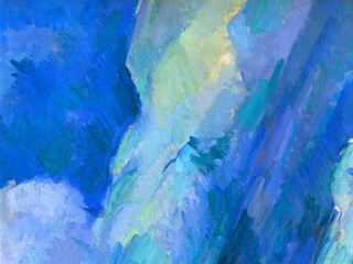 Abstract Acrylic Paint Texture in Blue and Yellow Tones