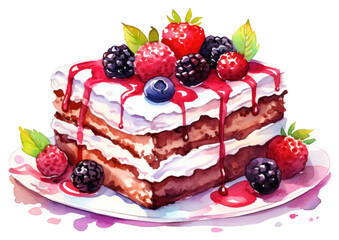 PNG  Cake raspberry blueberry dessert.