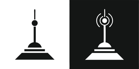 A vintage street lamp silhouette with an isolated black metal stand, casting an old light