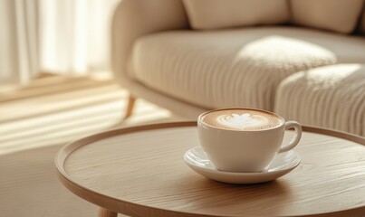 Fototapeta premium Latte in a cozy living room