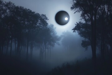 A fairytale forest during a solar eclipse