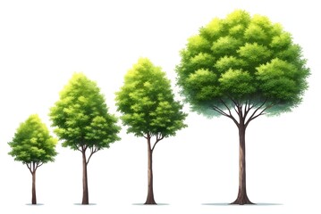 Obraz premium Four Stages of Green Tree Growth Illustration