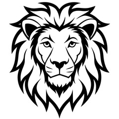 Lion head animal vector illustration, wild cat symbol art