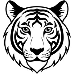 Wild feline predator tribal tattoo design vector illustration