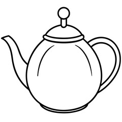 Isolated traditional Black and white ceramic teapot on a white background