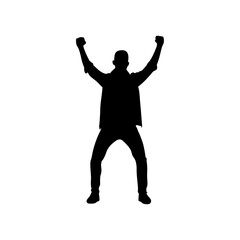 A boy celebrating a football victory vector.