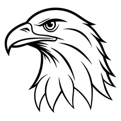 Bald eagle head vector illustration silhouette of a wild bird mascot symbol with feathers and beak