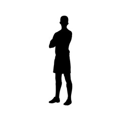 A football player stands in style on the football field vector