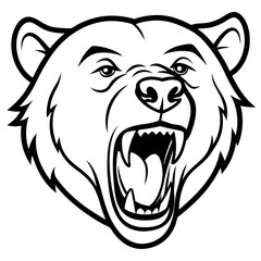 Vector bear head mascot illustration with angry teeth symbol