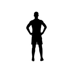 A football player stands in style on the football field vector