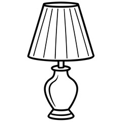 Isolated electric table lamp with a shade and bulb for home interior design