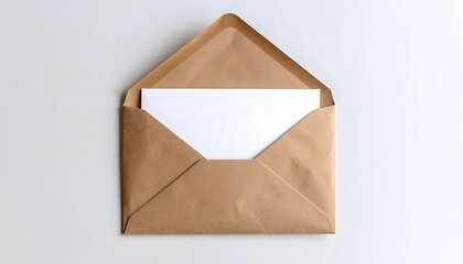 Open Kraft Envelope with Blank Note.