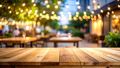 Outdoor cafe with night ambiance.