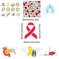 world cancer day set of vector icons for your design